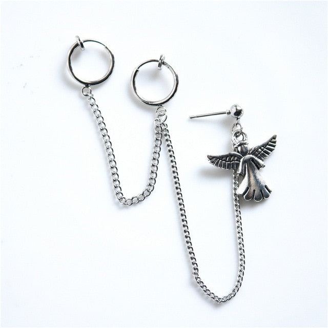 1PC European Style Fashion Vintage Long Chain Cross Zipper Drop Earrings for Men and Women Party Punk Jewelry Gift Brincos