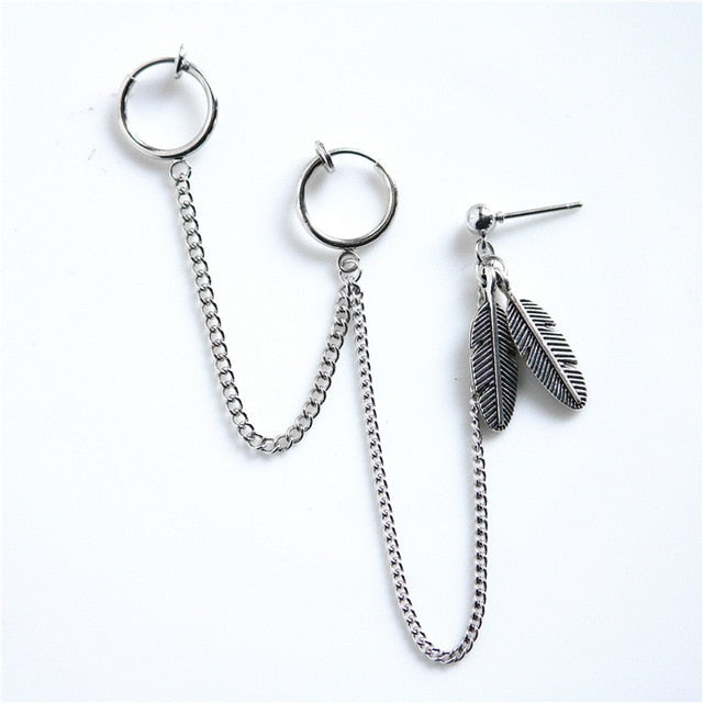 1PC European Style Fashion Vintage Long Chain Cross Zipper Drop Earrings for Men and Women Party Punk Jewelry Gift Brincos