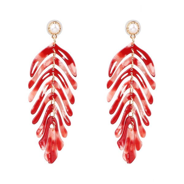 JURAN 2019 new long dangle resin green leaves earrings party jewelry accessories handmade fashion acrylic earrings for women