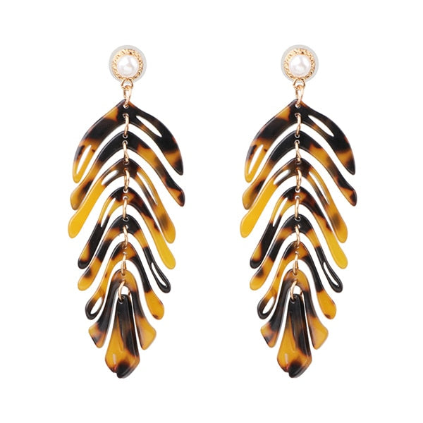 JURAN 2019 new long dangle resin green leaves earrings party jewelry accessories handmade fashion acrylic earrings for women