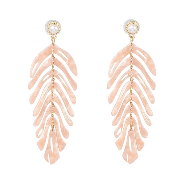 JURAN 2019 new long dangle resin green leaves earrings party jewelry accessories handmade fashion acrylic earrings for women