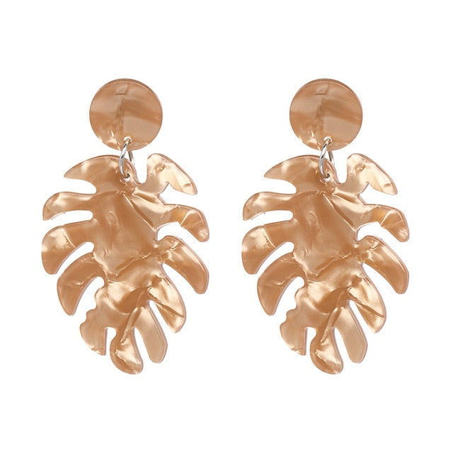 JURAN 2019 new long dangle resin green leaves earrings party jewelry accessories handmade fashion acrylic earrings for women