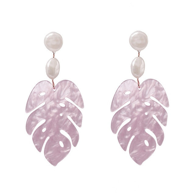 JURAN 2019 new long dangle resin green leaves earrings party jewelry accessories handmade fashion acrylic earrings for women