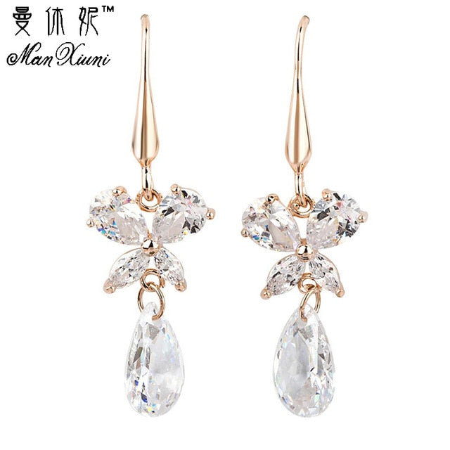 Women Earrings Cubic zircon Gold Colored Earring Fine Jewelry Pendientes For Women Costume jewelry earrings joias e bijuterias