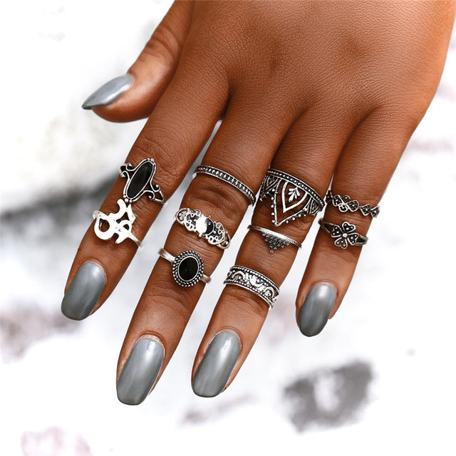 17KM 20 Design Vintage Gold Star Moon Rings Set For Women BOHO Opal Crystal Midi Finger Ring 2019 Female Bohemian Jewelry Gifts