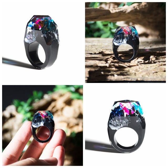 Wood Resin Ring Transparent Epoxy Resin Ring Fashion Handmade Dried Flower Wedding Jewelry Love Ring for Women 2019 New Design