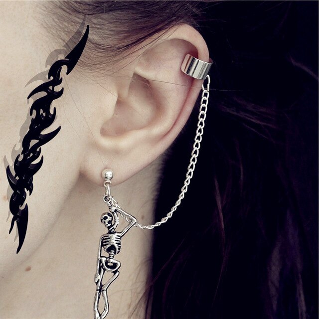 1PC European Style Fashion Vintage Long Chain Cross Zipper Drop Earrings for Men and Women Party Punk Jewelry Gift Brincos