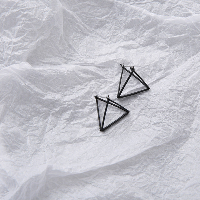 Europe and America Minimalist Punk Earrings Set for Women Geometric 3D Triangle Hollow Polygon Earrings Brincos Party Jewelry JH