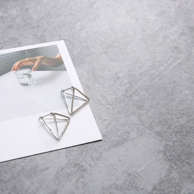 Europe and America Minimalist Punk Earrings Set for Women Geometric 3D Triangle Hollow Polygon Earrings Brincos Party Jewelry JH