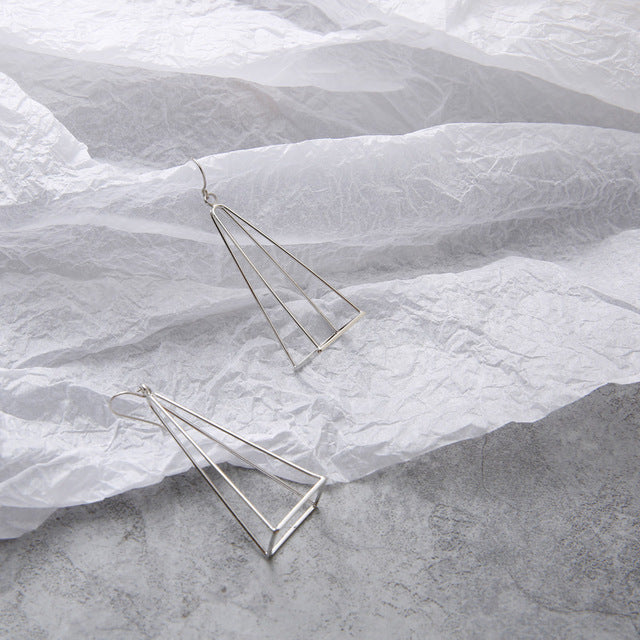 Europe and America Minimalist Punk Earrings Set for Women Geometric 3D Triangle Hollow Polygon Earrings Brincos Party Jewelry JH