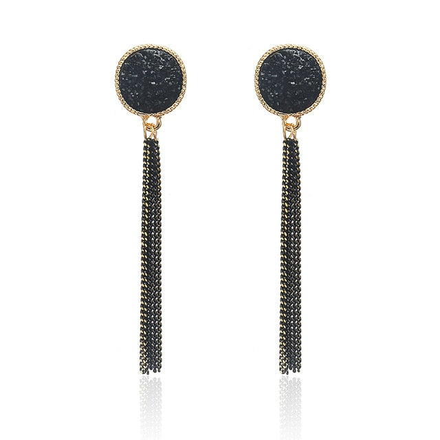 New Fashion Golden Silver Plated Dangle Hanging Black Rhinestone Long Drop Earrings For Women Jewelry brincos bijoux
