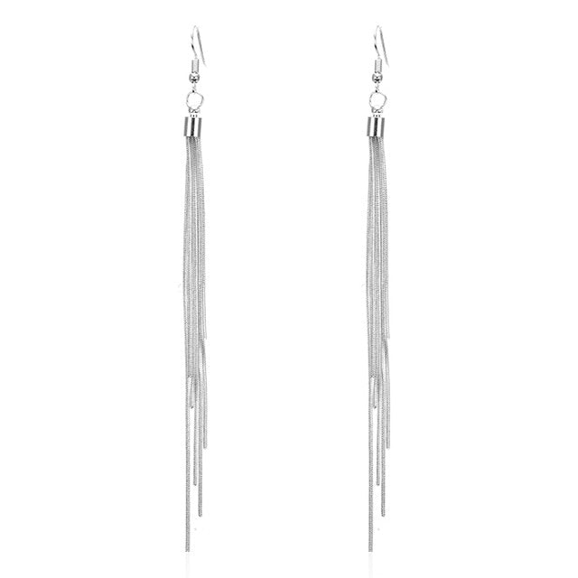 New Fashion Golden Silver Plated Dangle Hanging Black Rhinestone Long Drop Earrings For Women Jewelry brincos bijoux