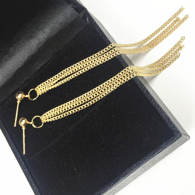 New Fashion Golden Silver Plated Dangle Hanging Black Rhinestone Long Drop Earrings For Women Jewelry brincos bijoux