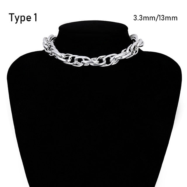 SHIXIN Punk Exaggerated Heavy Metal Big Thick Chain Choker Necklace Women Goth Fashion Night Club Jewelry Female Chocker Collier
