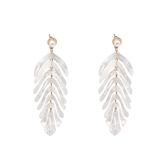 JURAN 2019 new long dangle resin green leaves earrings party jewelry accessories handmade fashion acrylic earrings for women