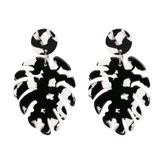 JURAN 2019 new long dangle resin green leaves earrings party jewelry accessories handmade fashion acrylic earrings for women