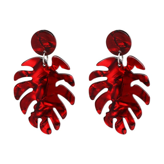JURAN 2019 new long dangle resin green leaves earrings party jewelry accessories handmade fashion acrylic earrings for women