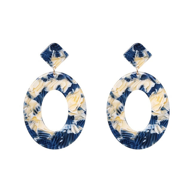 JURAN 2019 new long dangle resin green leaves earrings party jewelry accessories handmade fashion acrylic earrings for women