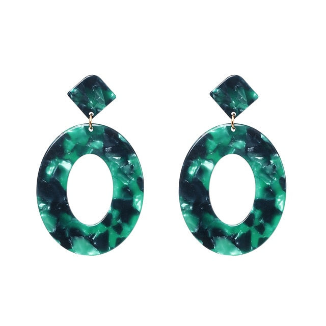 JURAN 2019 new long dangle resin green leaves earrings party jewelry accessories handmade fashion acrylic earrings for women