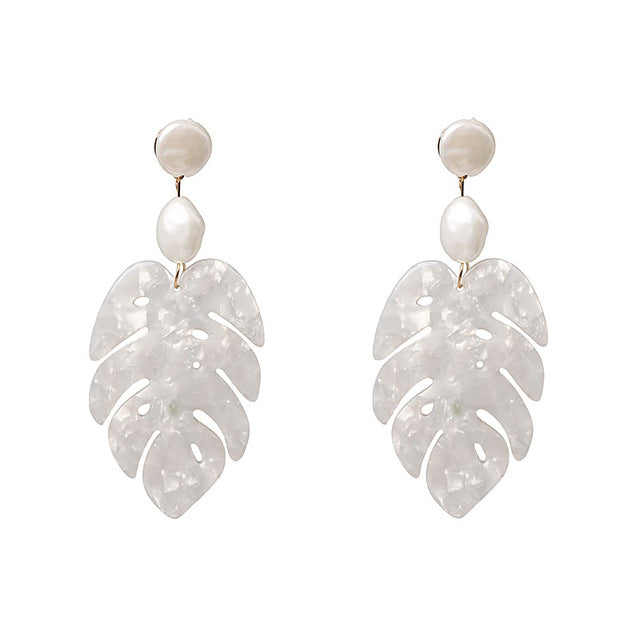 JURAN 2019 new long dangle resin green leaves earrings party jewelry accessories handmade fashion acrylic earrings for women