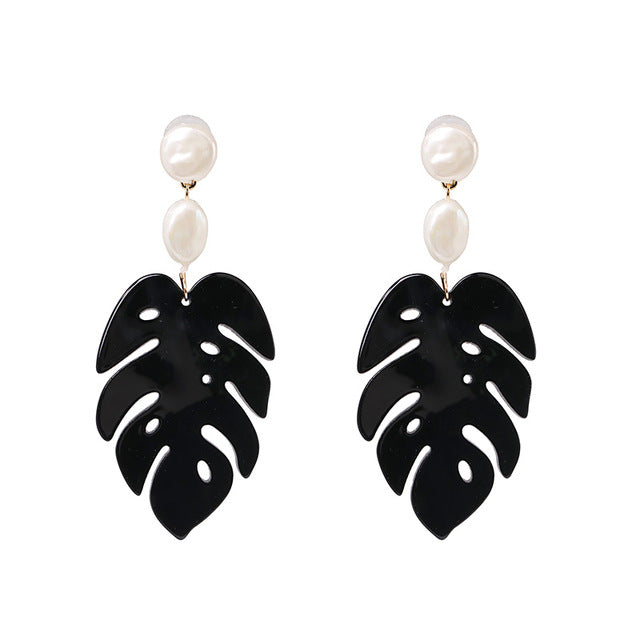 JURAN 2019 new long dangle resin green leaves earrings party jewelry accessories handmade fashion acrylic earrings for women