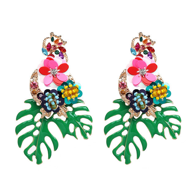 JURAN 2019 new long dangle resin green leaves earrings party jewelry accessories handmade fashion acrylic earrings for women