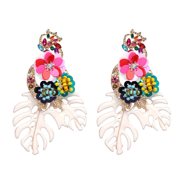 JURAN 2019 new long dangle resin green leaves earrings party jewelry accessories handmade fashion acrylic earrings for women
