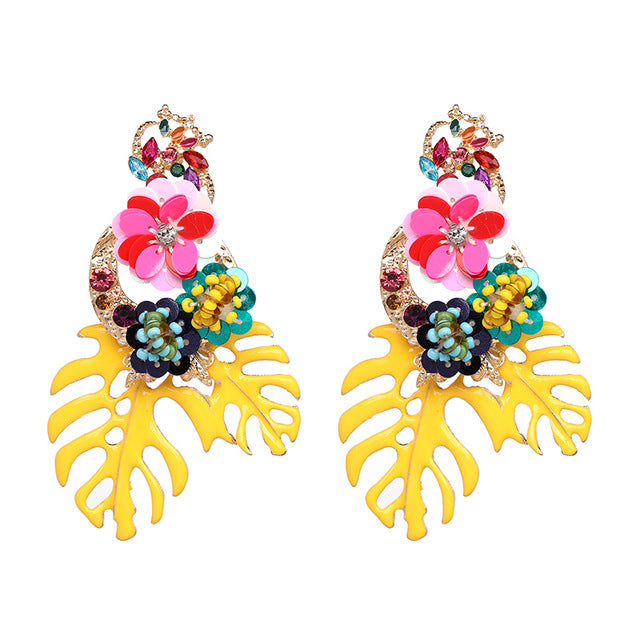 JURAN 2019 new long dangle resin green leaves earrings party jewelry accessories handmade fashion acrylic earrings for women