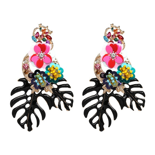 JURAN 2019 new long dangle resin green leaves earrings party jewelry accessories handmade fashion acrylic earrings for women